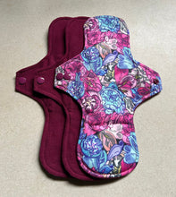 Load image into Gallery viewer, Ready to ship 11” heavy overnight organic flannel top menstrual pad organic fleece absorbent core reusable cloth pads priced per pad