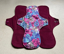 Load image into Gallery viewer, Ready to ship 11” heavy overnight organic flannel top menstrual pad organic fleece absorbent core reusable cloth pads priced per pad