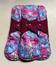 Load image into Gallery viewer, Ready to ship 11” heavy overnight organic flannel top menstrual pad organic fleece absorbent core reusable cloth pads priced per pad