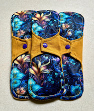 Load image into Gallery viewer, 5 • cloth pad set • cloth pads • organic flannel top • organic bamboo cotton core • reusable cloth menstrual pads • liner • moderate • heavy