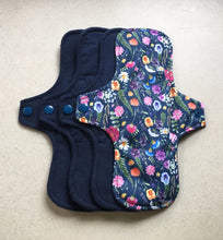 Load image into Gallery viewer, Cloth pads • 9” moderate • Ready to ship • organic flannel top • menstrual pad • organic core • reusable sanitary napkins • priced per pad