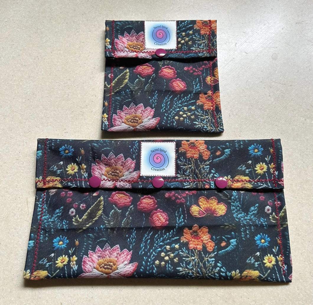 Wet bag with snap 5 1/2 x 5, 5 1/2 x 8, or 5 1/2 x 10 inches