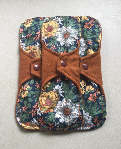 Cloth pads • Ready to ship • 7” moderate • organic flannel top menstrual pads • organic fleece absorbent core • reusable • priced per pad