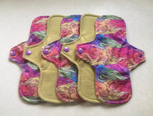 Load image into Gallery viewer, Cloth pads • Ready to ship • 11” • organic flannel top menstrual pads • organic fleece absorbent core • reusable • priced per pad