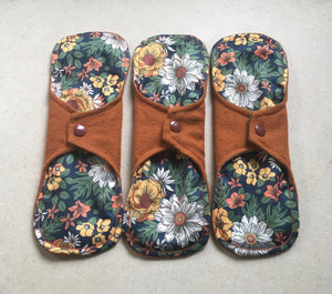 Cloth pads • Ready to ship • 7” moderate • organic flannel top menstrual pads • organic fleece absorbent core • reusable • priced per pad