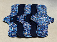 Load image into Gallery viewer, organic flannel top menstrual pads organic fleece absorbent core reusable cloth pads liners moderate heavy flow priced per pad