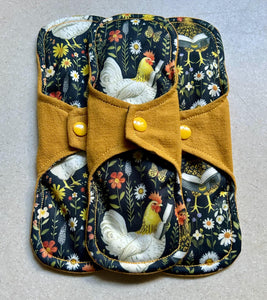 Cloth pads • organic flannel top menstrual pads • organic core • reusable cloth pads • liners • moderate • heavy overnight • priced per pad