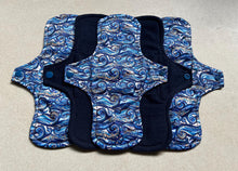 Load image into Gallery viewer, organic flannel top menstrual pads organic fleece absorbent core reusable cloth pads liners moderate heavy flow priced per pad