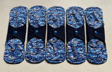 Load image into Gallery viewer, organic flannel top menstrual pads organic fleece absorbent core reusable cloth pads liners moderate heavy flow priced per pad