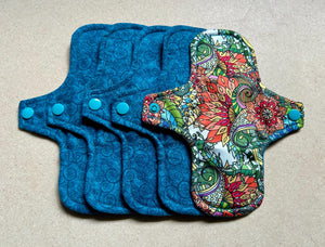 Cloth menstrual pads organic bamboo and cotton absorbent core reusable cloth pads sanitary napkins liners moderate overnight priced per pad