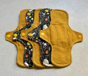 Cloth pads • organic flannel top menstrual pads • organic core • reusable cloth pads • liners • moderate • heavy overnight • priced per pad