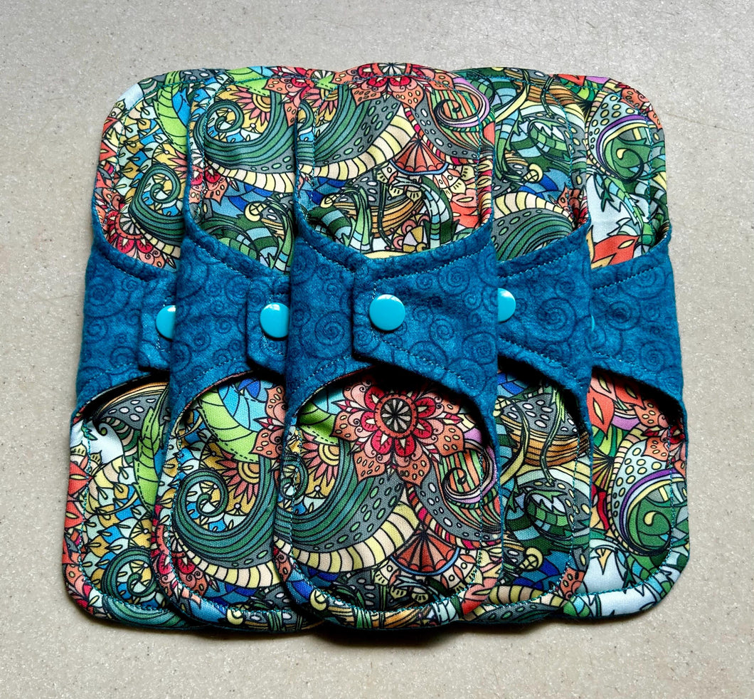 Ready to ship 8” moderate cloth menstrual pad organic fleece absorbent core washable and reusable sanitary napkin cloth pads priced per pad