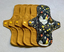 Load image into Gallery viewer, Ready to ship cloth pads 9” moderate organic flannel top menstrual pad organic fleece absorbent core reusable cloth pads priced per pad