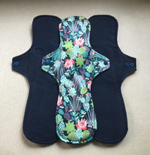 Load image into Gallery viewer, Ready to ship 14” heavy overnight organic flannel top menstrual pad organic fleece absorbent core reusable cloth pads priced per pad