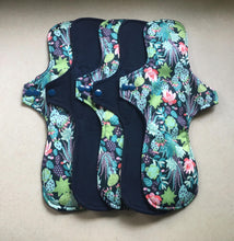 Load image into Gallery viewer, Ready to ship 14” heavy overnight organic flannel top menstrual pad organic fleece absorbent core reusable cloth pads priced per pad