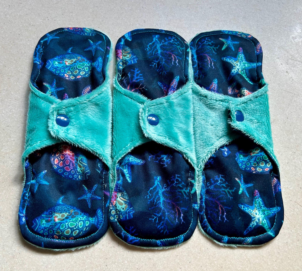 Ready to ship pads • 9” heavy • minky top cloth pad • organic fleece absorbent core • reusable cloth menstrual pad • priced per pad