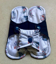 Load image into Gallery viewer, organic flannel top menstrual pads organic fleece absorbent core reusable cloth pads liners moderate heavy flow priced per pad