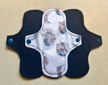 Load image into Gallery viewer, organic flannel top menstrual pads organic fleece absorbent core reusable cloth pads liners moderate heavy flow priced per pad