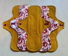 Load image into Gallery viewer, Ready to ship 11” heavy overnight cloth pad organic flannel top menstrual pad organic fleece absorbent core priced per pad