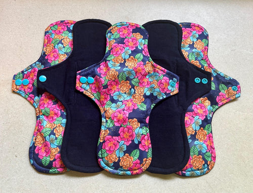 Ready to ship 12” heavy overnight cloth menstrual pad organic fleece core washable and reusable sanitary napkin cloth pads priced per pad
