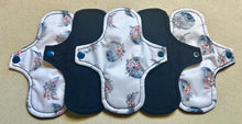 Load image into Gallery viewer, Ready to ship 7” moderate cloth pad organic fleece core washable and reusable sanitary napkin cloth pads priced per pad