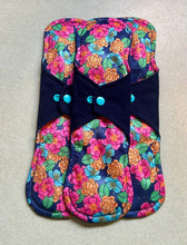 Load image into Gallery viewer, organic flannel top menstrual pads organic fleece absorbent core reusable cloth pads liners moderate heavy flow priced per pad