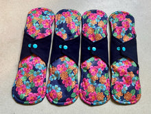 Load image into Gallery viewer, organic flannel top menstrual pads organic fleece absorbent core reusable cloth pads liners moderate heavy flow priced per pad