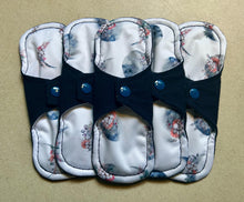 Load image into Gallery viewer, organic flannel top menstrual pads organic fleece absorbent core reusable cloth pads liners moderate heavy flow priced per pad