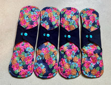 Load image into Gallery viewer, 5 • cloth pad set • cloth pads • organic flannel top • organic bamboo cotton core • reusable cloth menstrual pads • liner • moderate • heavy