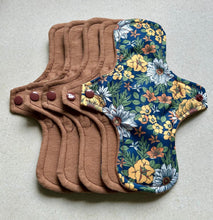Load image into Gallery viewer, Cloth pads • Ready to ship • 10” moderate • organic flannel top menstrual pads • organic fleece absorbent core • reusable • priced per pad