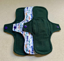 Load image into Gallery viewer, Ready to ship 8” moderate 9” heavy cloth pad organic flannel top menstrual pad organic fleece absorbent core priced per pad