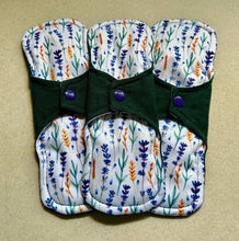 Load image into Gallery viewer, Ready to ship 8” moderate 9” heavy cloth pad organic flannel top menstrual pad organic fleece absorbent core priced per pad