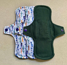 Load image into Gallery viewer, Ready to ship 8” moderate 9” heavy cloth pad organic flannel top menstrual pad organic fleece absorbent core priced per pad