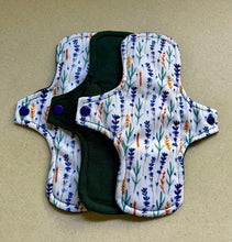 Load image into Gallery viewer, Ready to ship 8” moderate 9” heavy cloth pad organic flannel top menstrual pad organic fleece absorbent core priced per pad