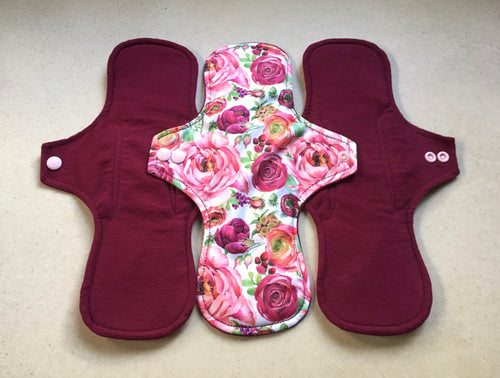 5 Pad Set Organic Burgundy/Roses