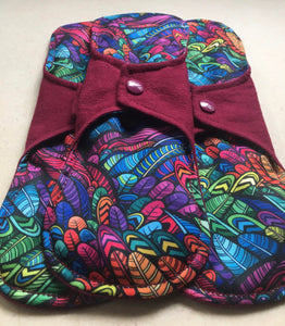 Burgundy/Rainbow Feathers Organic Top