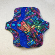 Load image into Gallery viewer, Blue/Rainbow Feathers Flannel Top