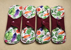 5 Pad Set Organic Burgundy/Veggies