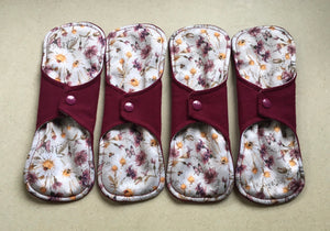 5 Pad Set Organic Burgundy/Flowers