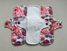 Load image into Gallery viewer, organic flannel top menstrual pads organic fleece absorbent core reusable cloth pads liners moderate heavy flow priced per pad