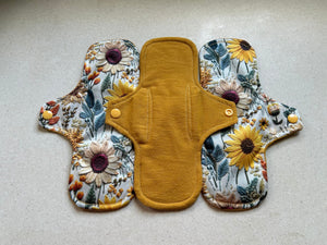 Cloth pads • organic flannel top menstrual pads • organic core • reusable cloth pads • liners • moderate • heavy overnight • priced per pad