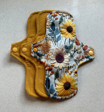 Load image into Gallery viewer, Cloth pads • organic flannel top menstrual pads • organic core • reusable cloth pads • liners • moderate • heavy overnight • priced per pad