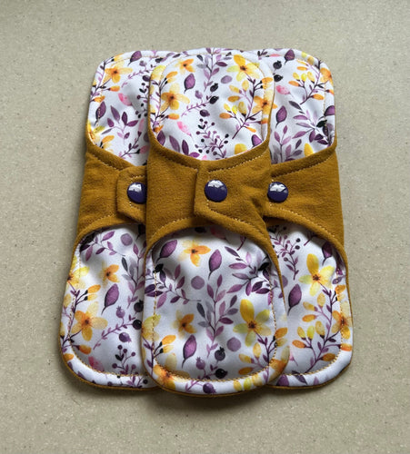 Cloth pads • Ready to ship • 8” moderate • organic flannel top • reusable menstrual pad • organic fleece absorbent core • priced per pad