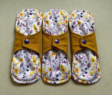 Load image into Gallery viewer, Cloth pads • Ready to ship • 8” moderate • organic flannel top • reusable menstrual pad • organic fleece absorbent core • priced per pad