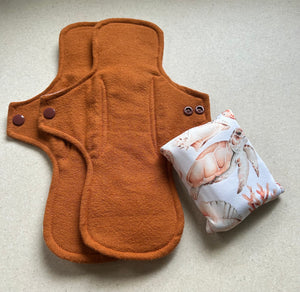 Cloth pads • organic flannel top menstrual pads • organic core • reusable cloth pads • liners • moderate • heavy overnight • priced per pad